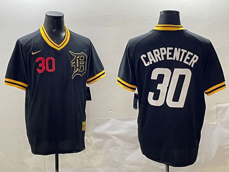 Men Detroit Tigers 30 Carpenter Black Gold Game 2025 Nike MLB Jersey style 2